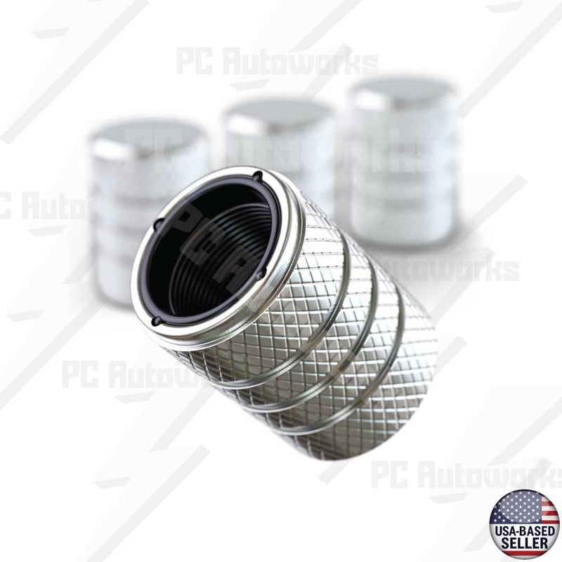 PC Autoworks Aluminum Tire Valve Stem Caps – Anti-Rust, Premium Anodized Aluminum, Corrosion-Resistant, Easy Install, Universal Fit for Car, Truck, Bike, SUV – 1 Pack/Set of 4 (Sterling Silver) - Image 3